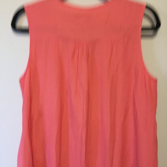 Christina B Flowy Coral Pink Coastal Sleeveless Layered Tunic Top - Picture 6 of 13